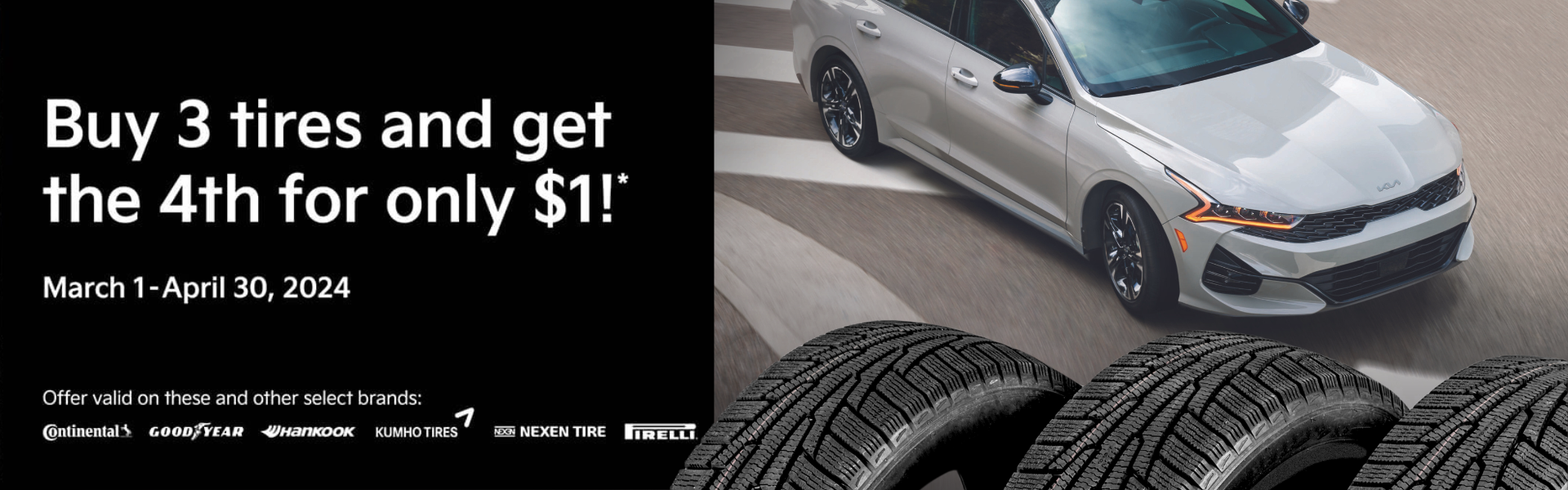 Buy 3 Tires Get 4th for $1